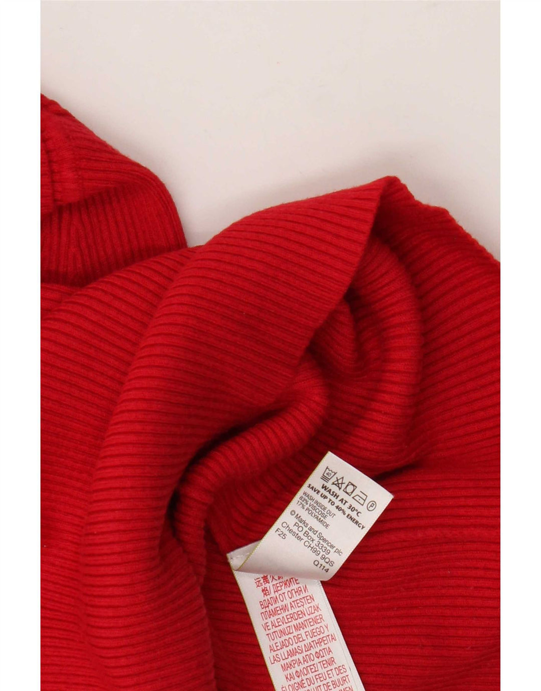 Maglione maglione a collo alto da donna Marks & Spencer UK 14 Viscosa rossa media