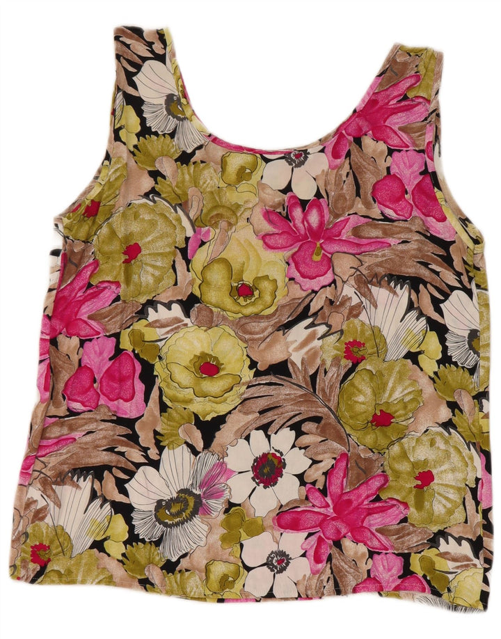 Camicetta senza maniche corta da donna vintage IT 44 floreale medio multicolore