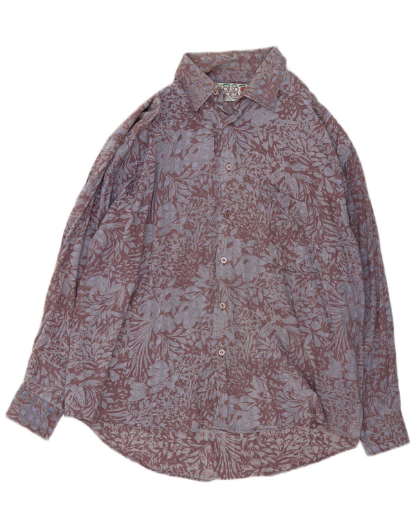 Camicia Uomo Orso Poeta Large In Viscosa Floreale Grigia
