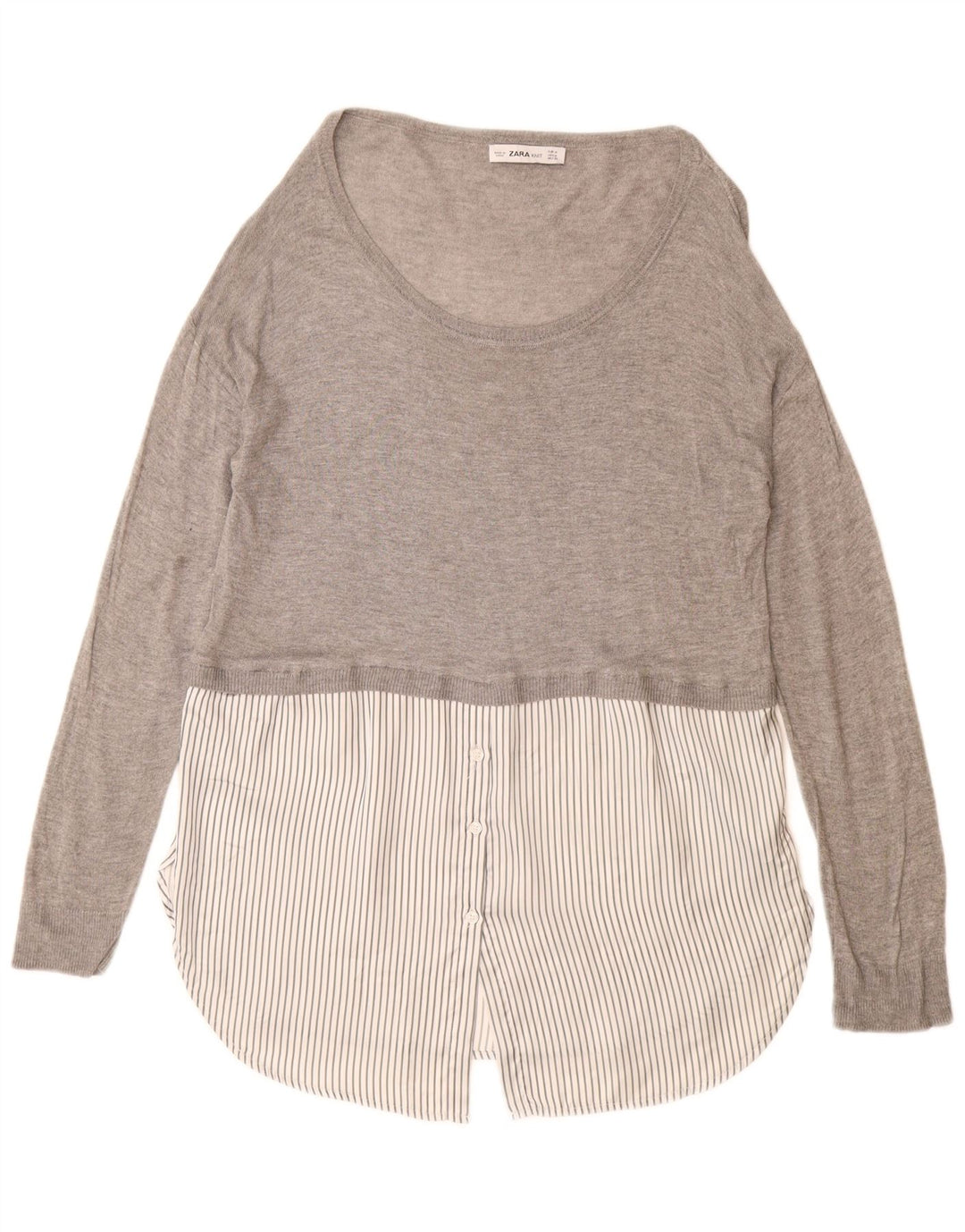 ZARA Maglione da Donna con Collo a Barca Lungo e Collo a Barca UK 14 Viscosa Grigio Medio