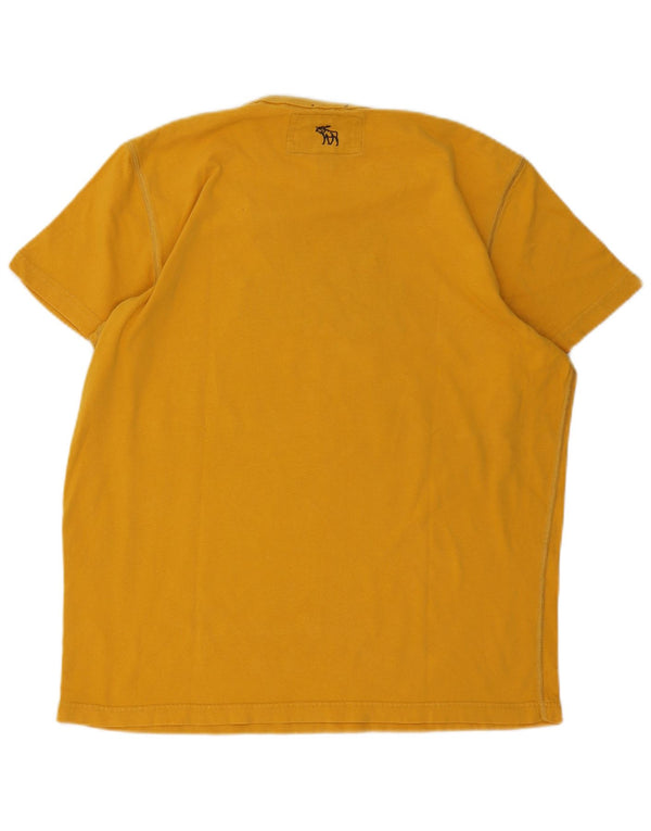 T-shirt grafica da uomo con vestibilità muscolare Abercrombie & Fitch XL in cotone giallo