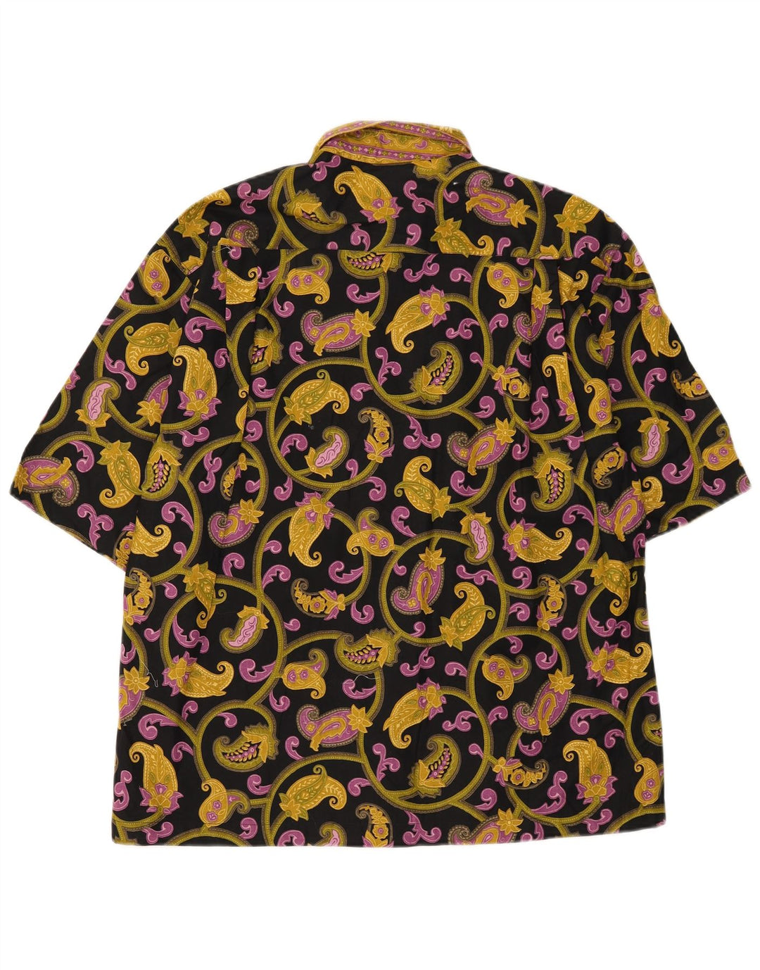 Camicia vintage da uomo a maniche corte in cotone cachemire nero medio