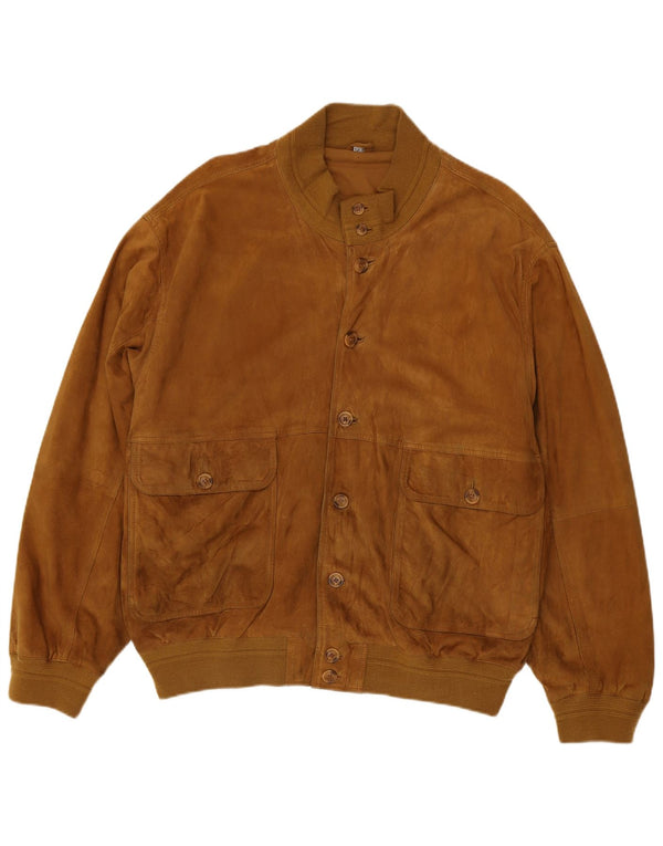 Luca D'altieri Giubbotto Bomber da Uomo in Pelle Scamosciata IT 56 3XL Pelle Marrone