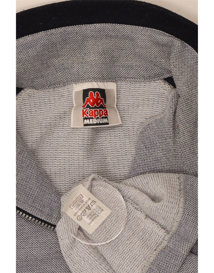 Felpa Kappa da uomo con grafica con zip e collo, maglione, grigio medio, color block
