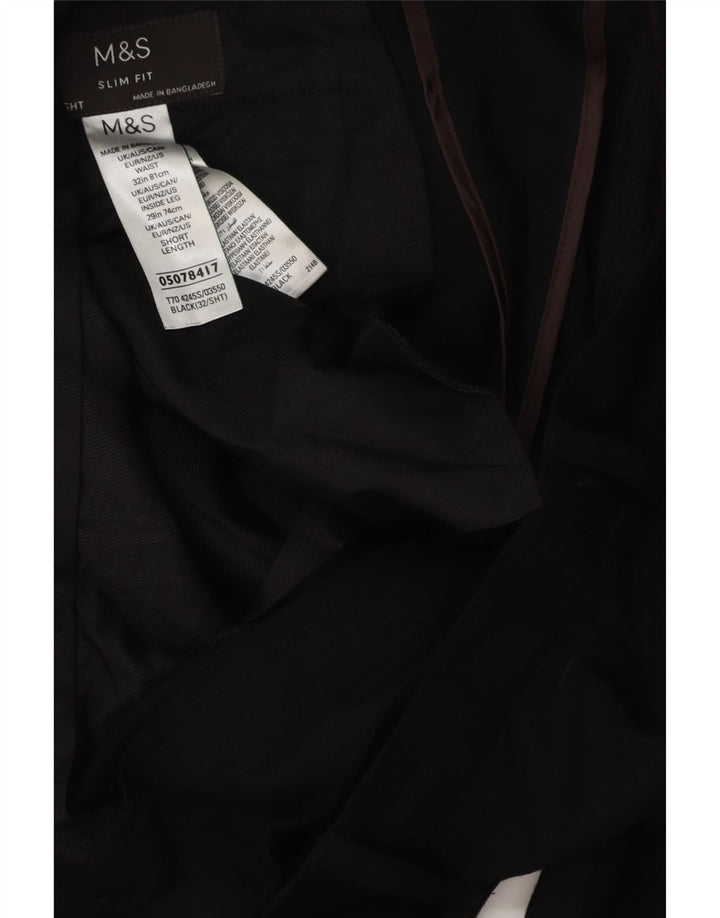 MARKS & SPENCER Pantaloni chino slim fit da uomo W32 L28 poliestere nero