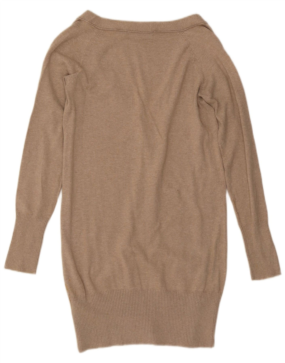 Maglione cardigan lungo da donna Zara UK 12 Cotone beige medio