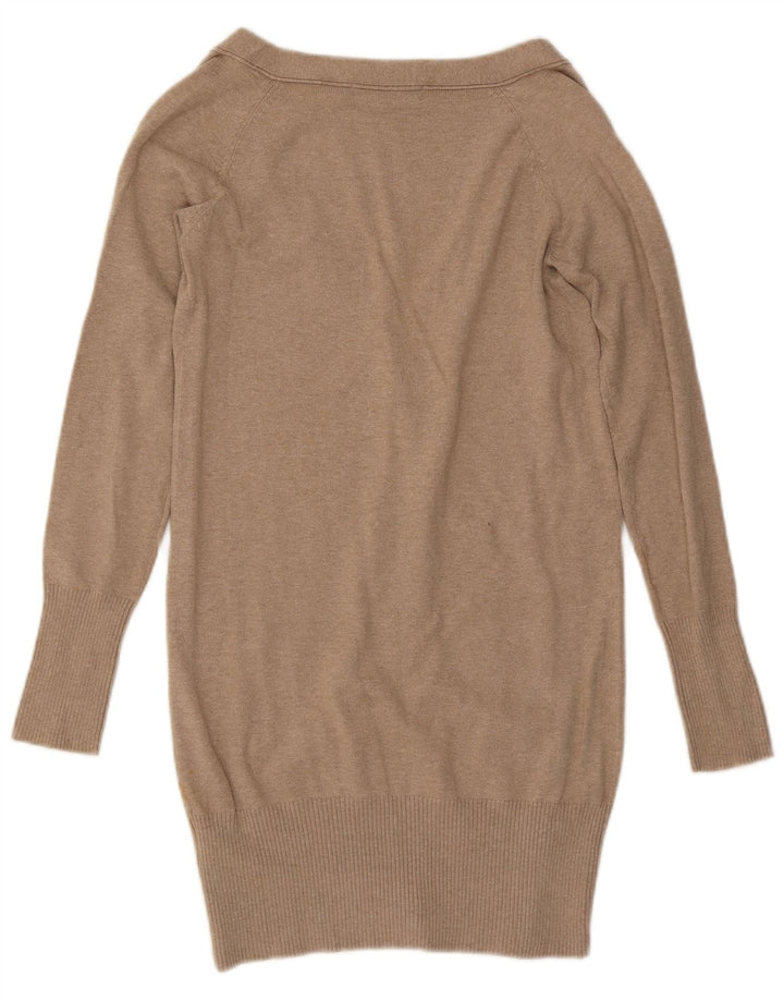 Maglione cardigan lungo da donna Zara UK 12 Cotone beige medio