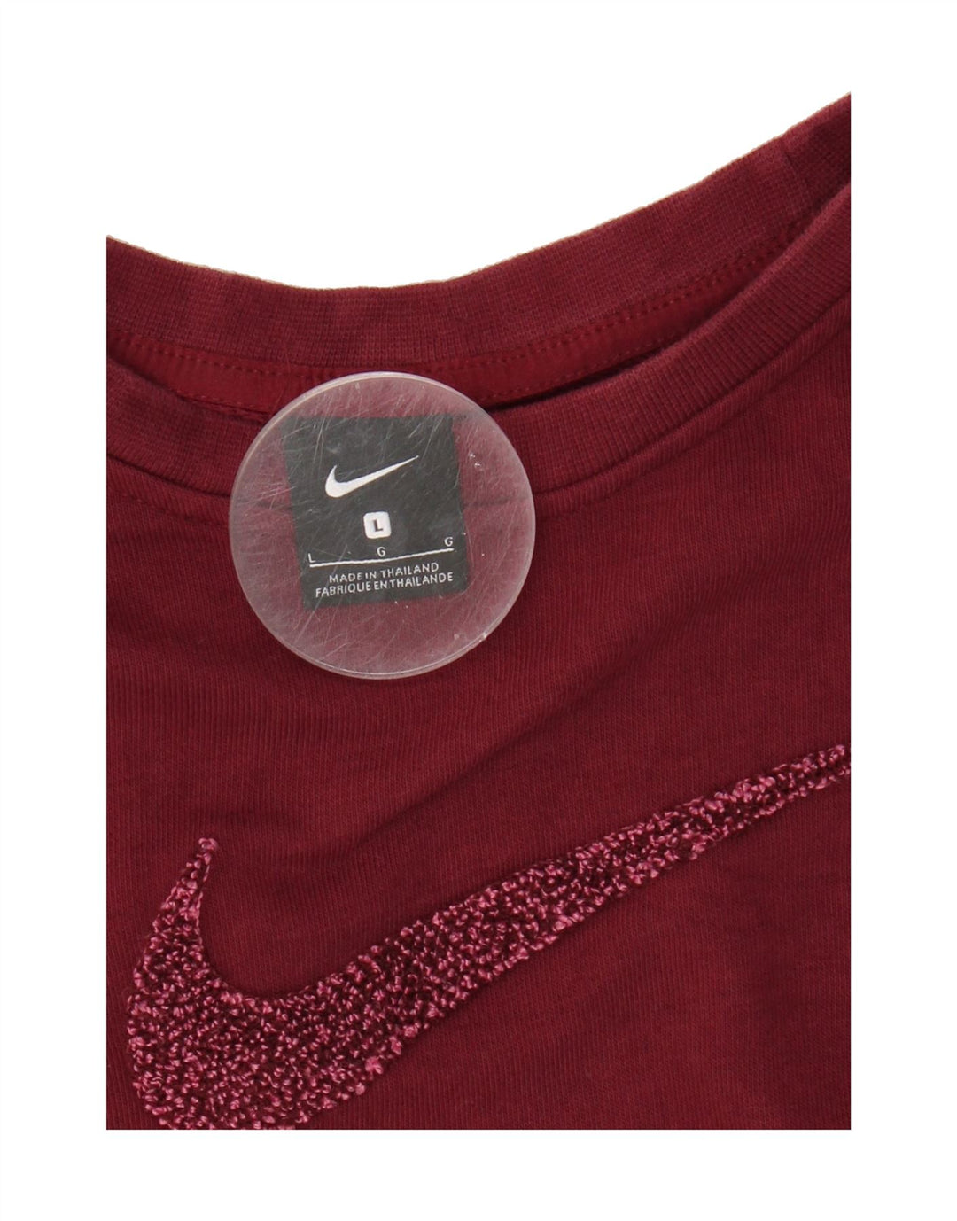 NIKE Womens Oversized Sweatshirt Jumper UK 16 Large Burgundy Cotton Vintage Nike and Second-Hand Nike from Messina Hembry 