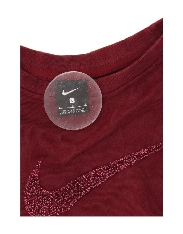 NIKE Womens Oversized Sweatshirt Jumper UK 16 Large Burgundy Cotton Vintage Nike and Second-Hand Nike from Messina Hembry 