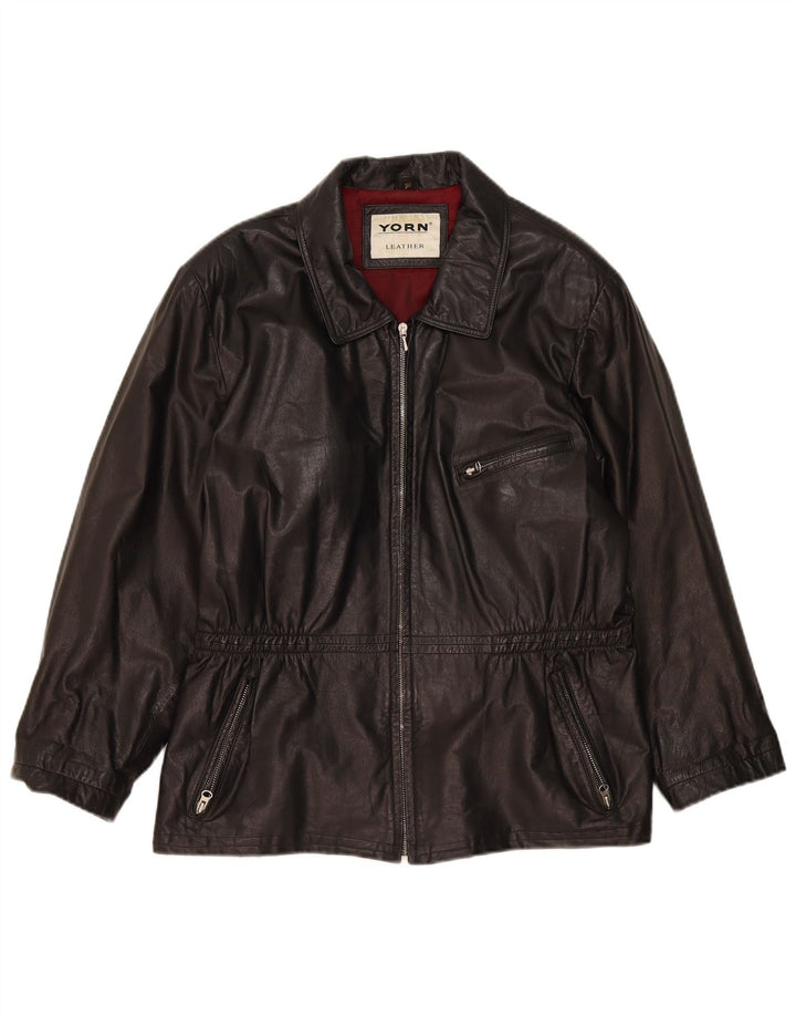 Giacca in pelle oversize da donna Yorn EU 40 Pelle nera media