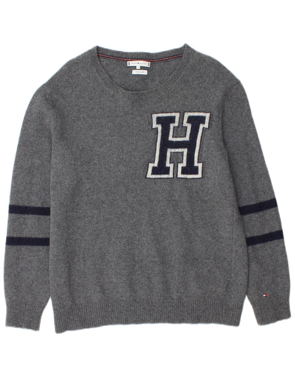 Tommy Hilfiger Donna Maglione con scollo a barca Maglione UK 14 Grigio medio a righe