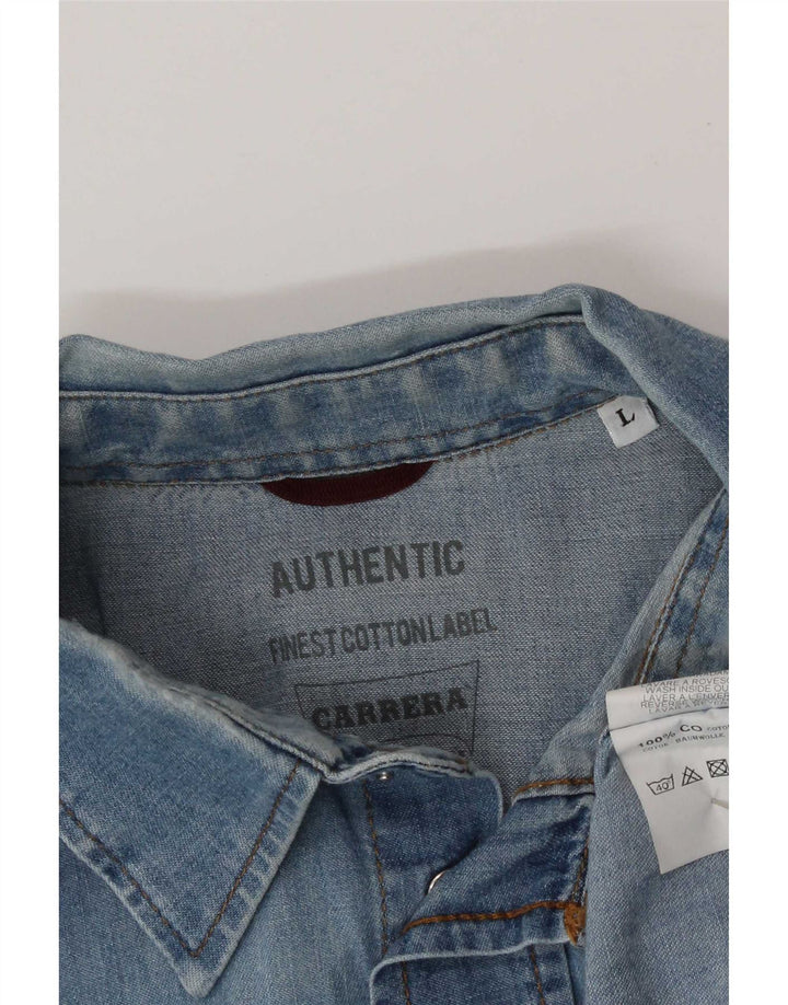 Camicia di jeans da uomo Carrera grande in cotone blu