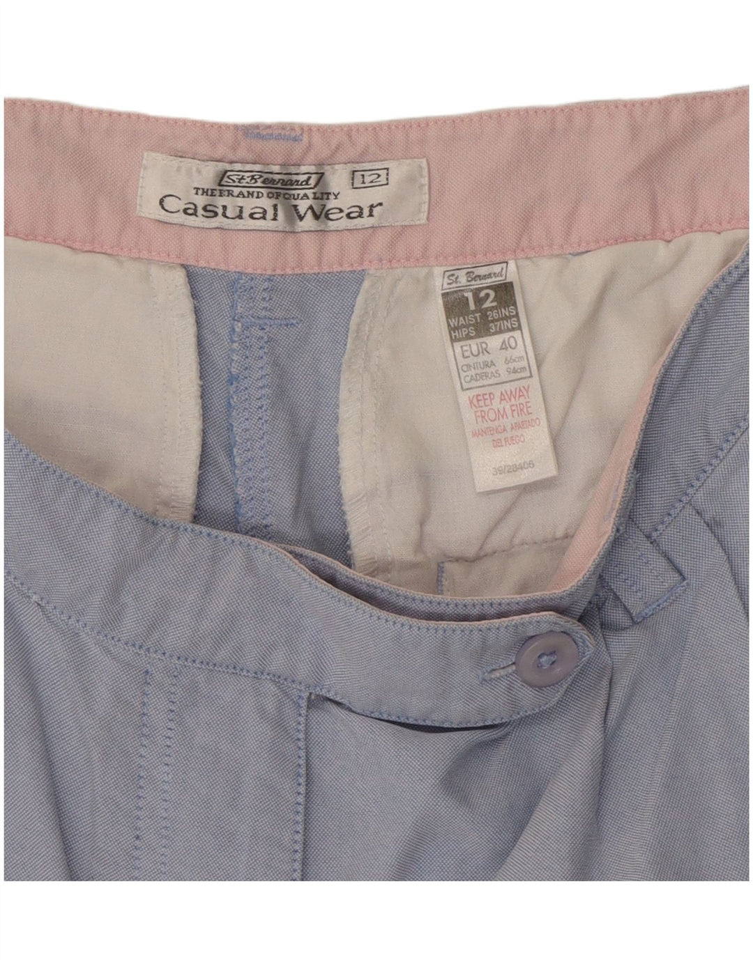 Pantaloncini chino da donna St. Bernard UK 12 medi W28 cotone blu