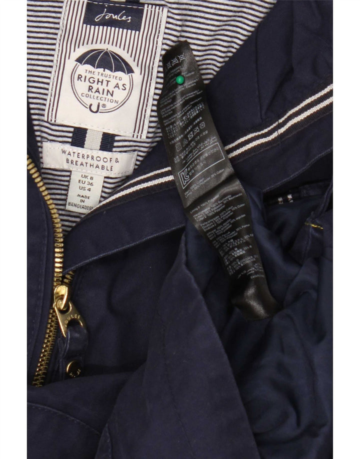 Giacca antipioggia con cappuccio da donna Joules UK 8 Small Blu Navy Cotone