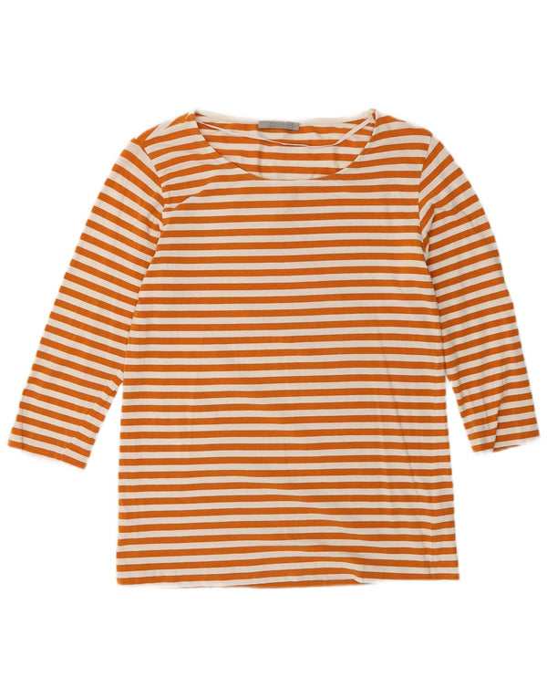 Cos Top da donna manica 3/4 UK 10 piccolo cotone a righe arancioni