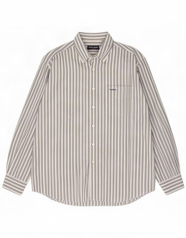 Pierre Cardin Camicia da uomo taglia 41 Grande poliestere a righe multicolore