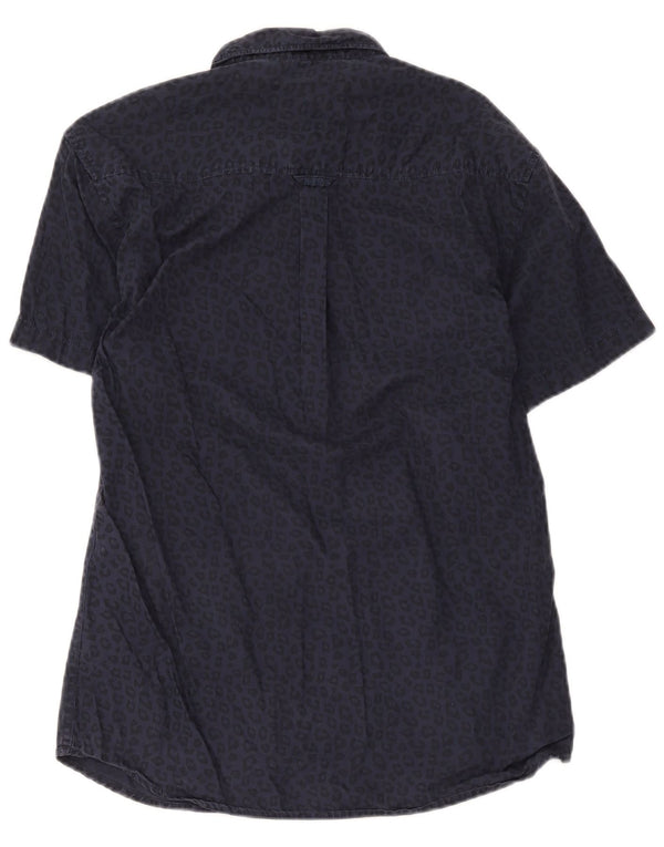 Camicia a maniche corte da uomo Jack & Jones grande in cotone con stampa animalier blu navy