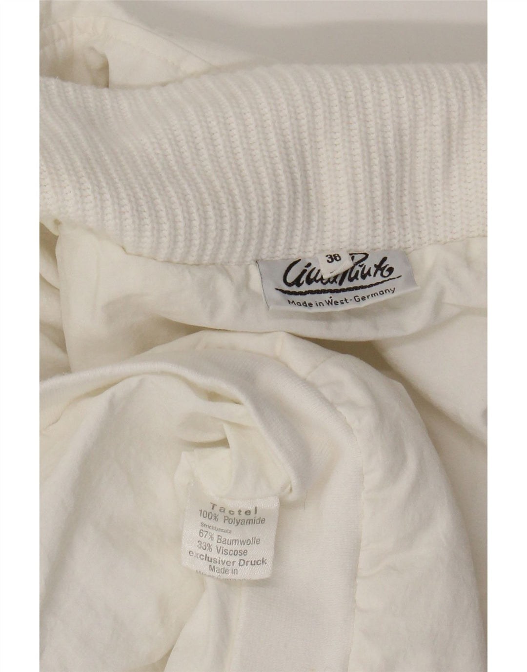 Cappotto giacca a vento oversize da donna VINTAGE EU 38 medio bianco poliammide