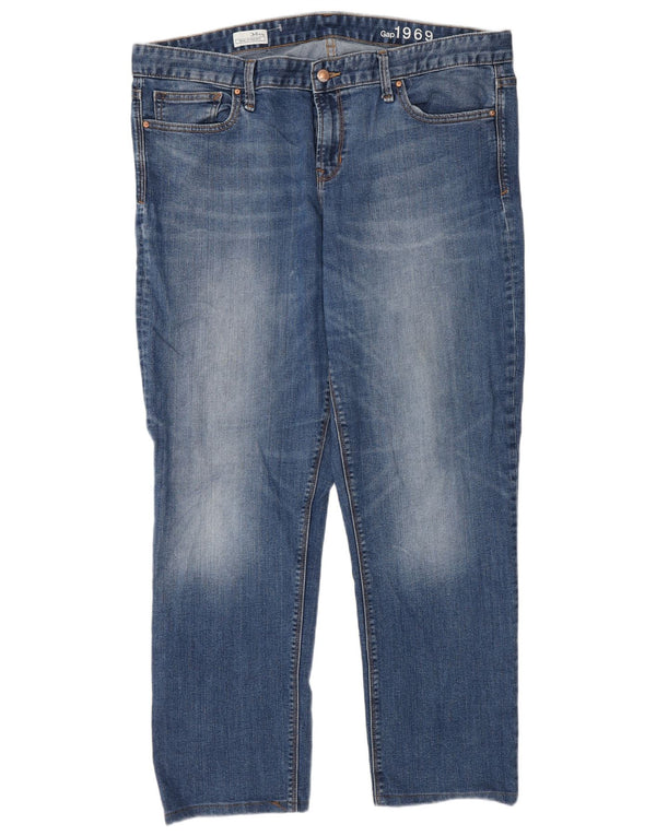 Jeans dritti alti da donna Gap UK 18 XL W34 L30 cotone blu
