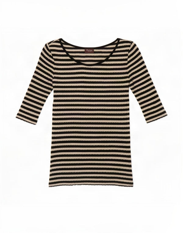 Top da donna Phase Eight manica 3/4 UK 10 piccolo in viscosa a righe nere