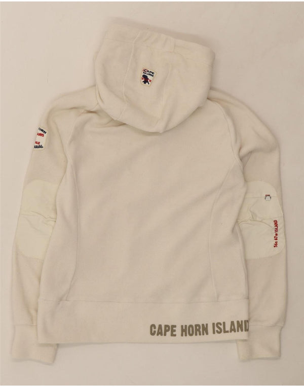 CAPE HORN Womens Graphic Hooded Fleece Jacket UK 12 Medium White