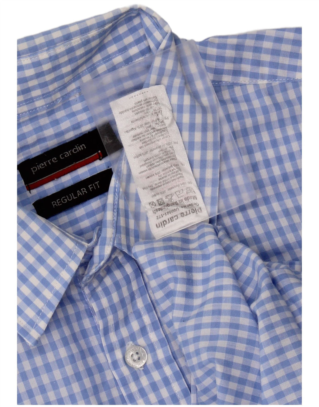 PIERRE CARDIN Camicia da uomo a maniche corte vestibilità regolare XL blu a quadretti