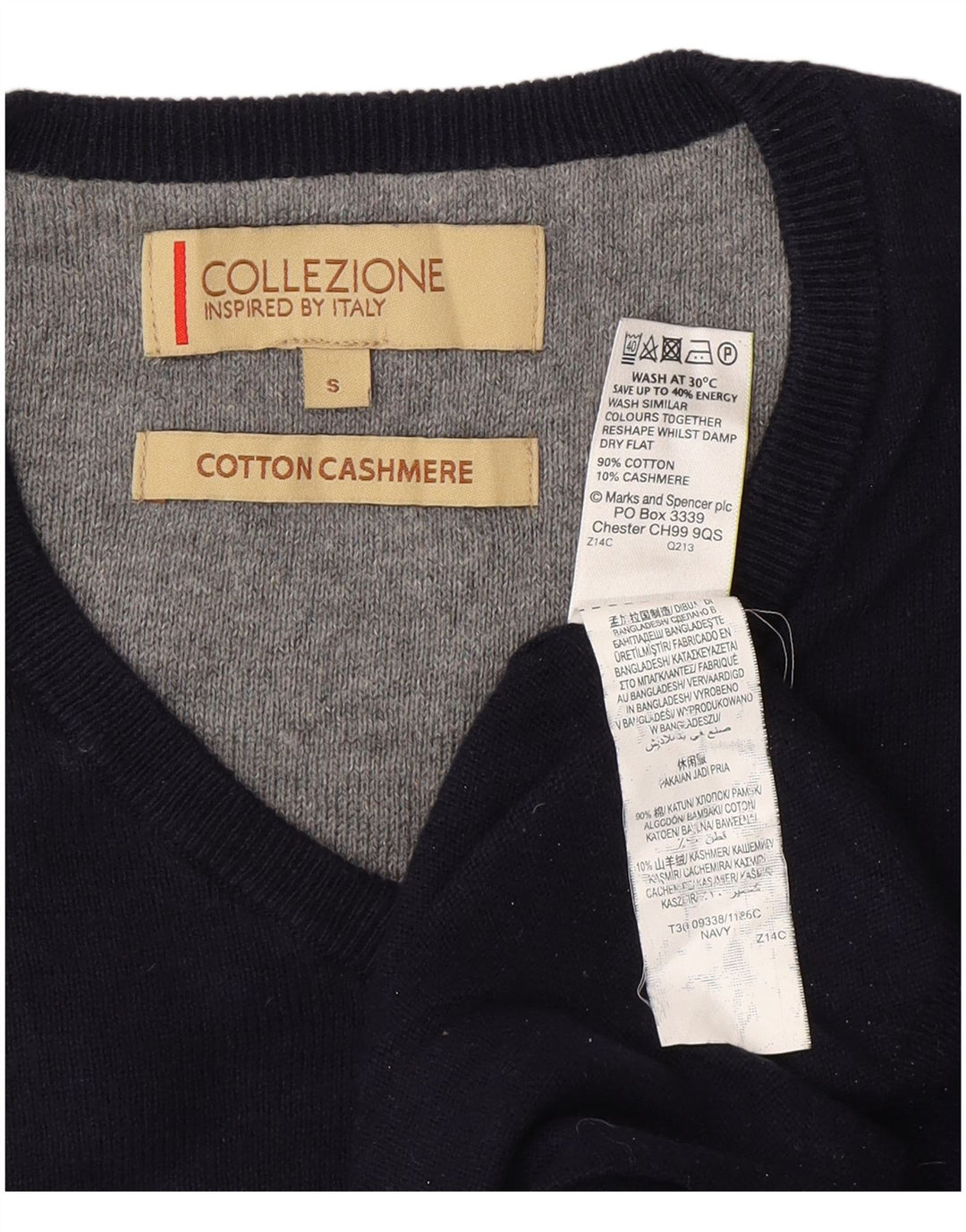 Canottiera vintage da uomo piccola in cotone blu navy