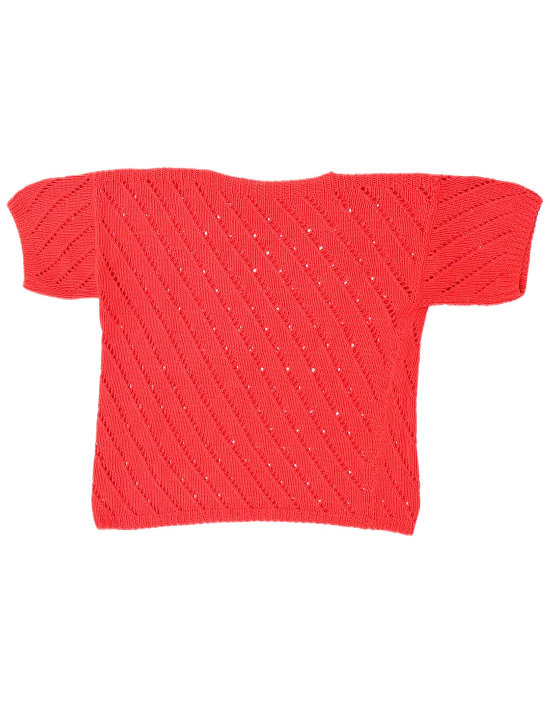 Maglione vintage da donna a maniche corte con scollo a barca corto UK 14 rosso medio