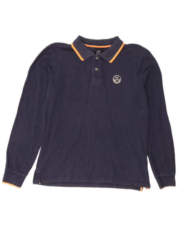 Polo da uomo a maniche lunghe North Sails in cotone blu navy medio