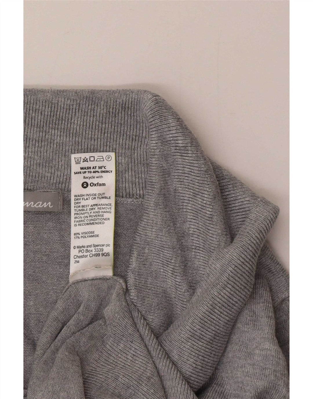 Maglione maglione a collo alto da donna Marks & Spencer UK 12 Viscosa grigio medio