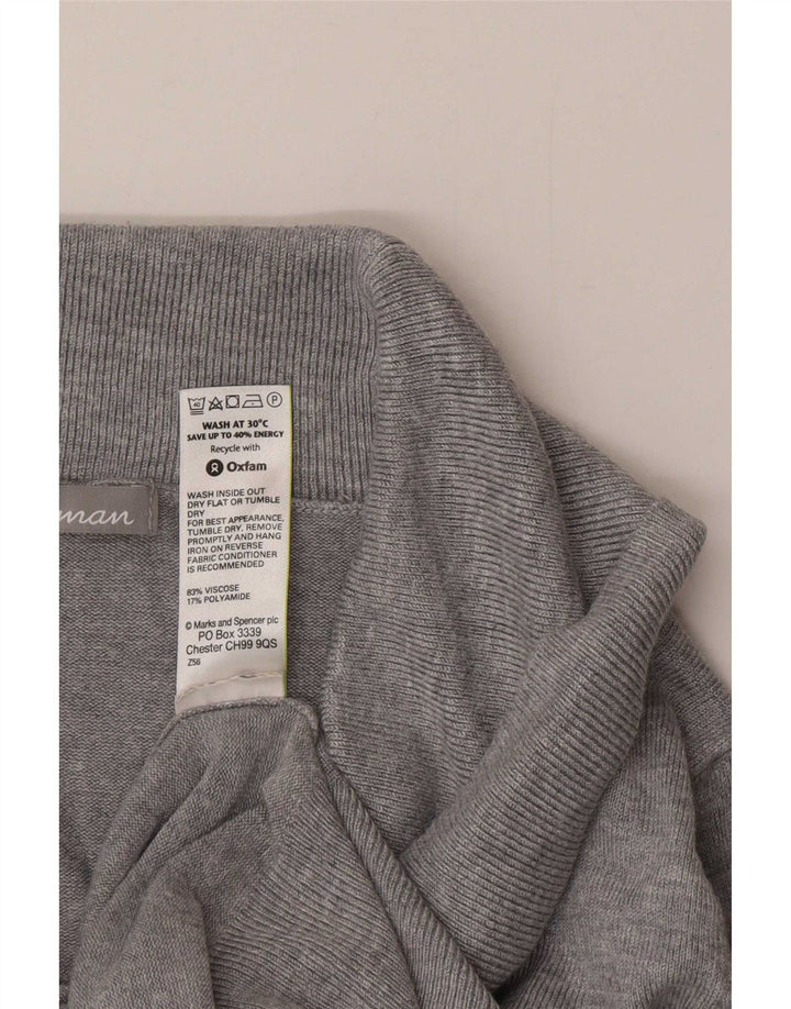 Maglione maglione a collo alto da donna Marks & Spencer UK 12 Viscosa grigio medio