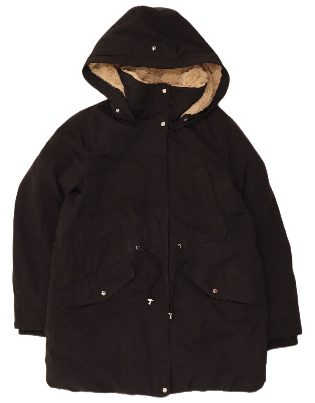 Giacca Parka con cappuccio da donna Zara UK 14 poliestere nero medio