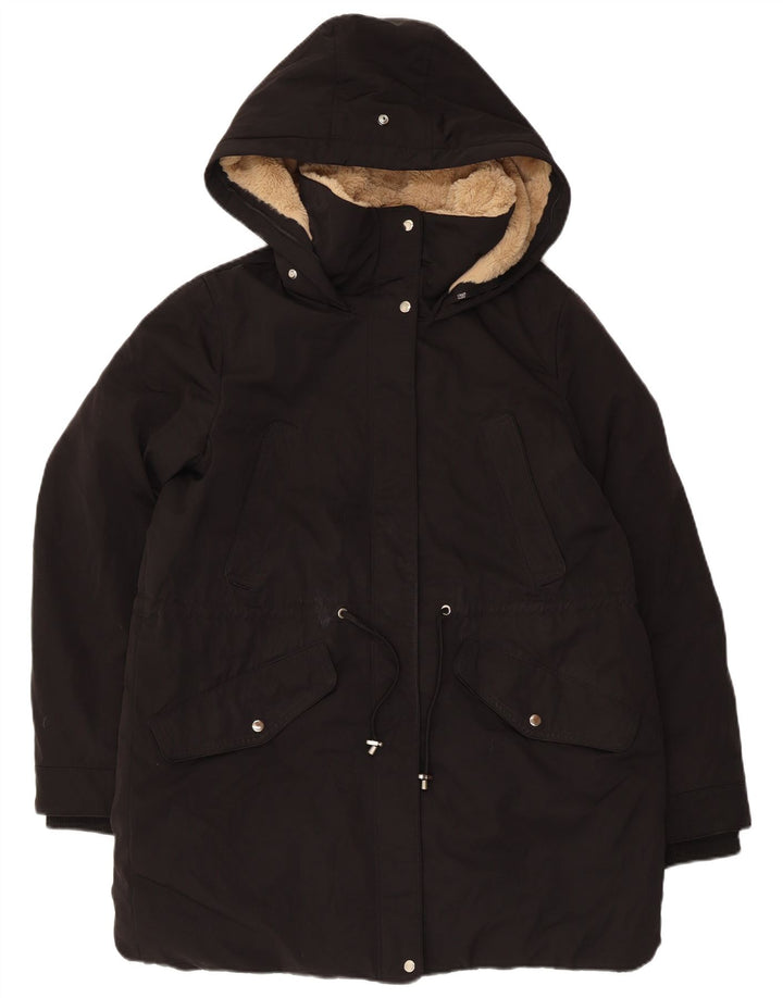 Giacca Parka con cappuccio da donna Zara UK 14 poliestere nero medio