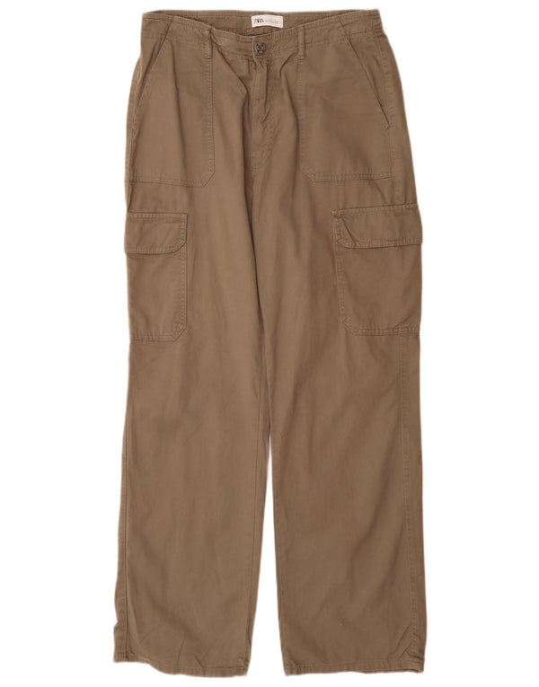 Pantaloni cargo larghi da donna Zara EU 42 Large W32 L31 Cotone beige