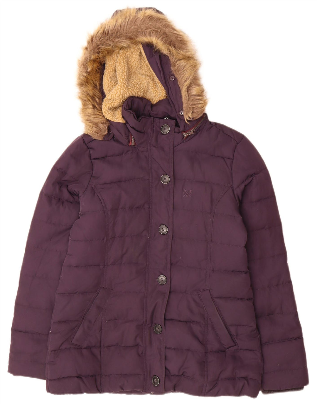 Crew Clothing Giacca imbottita con cappuccio da donna UK 10 Small Viola Poliestere