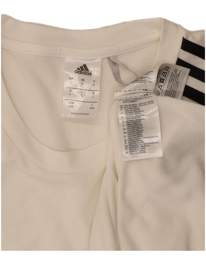 T-shirt Adidas Climalite da uomo, grande, in poliestere color block bianco
