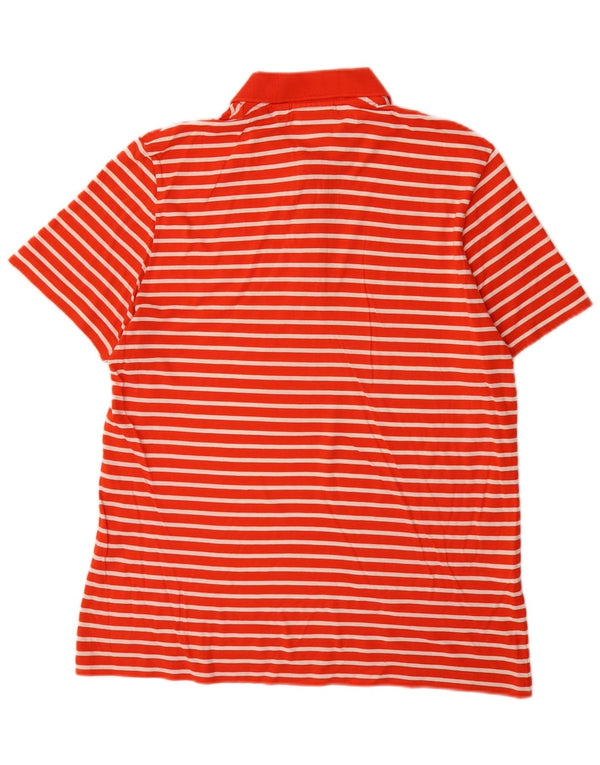 Polo Lacoste da uomo vestibilità regolare taglia 5 grande in cotone a righe arancioni