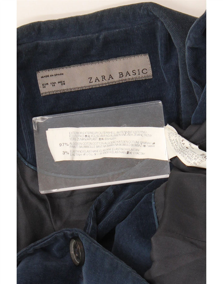 Giacca da donna Zara in velluto a coste a 1 bottone, UK 12, cotone blu navy medio