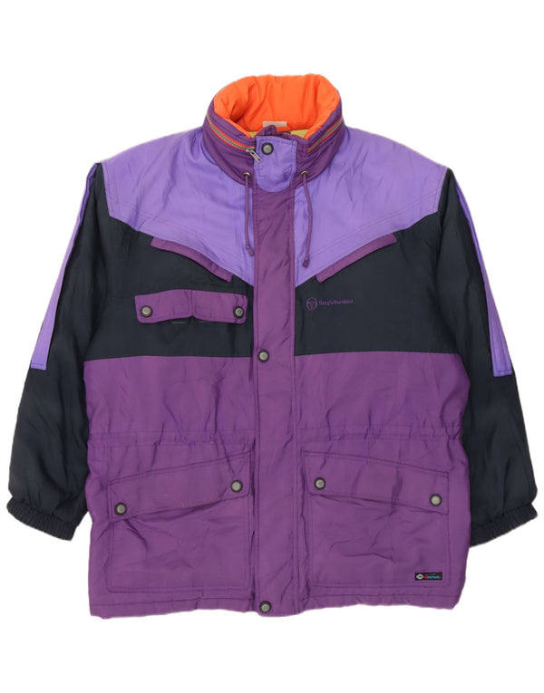Giacca da sci con cappuccio da uomo Sergio Tacchini UK 44 2XL Blocco di colore viola