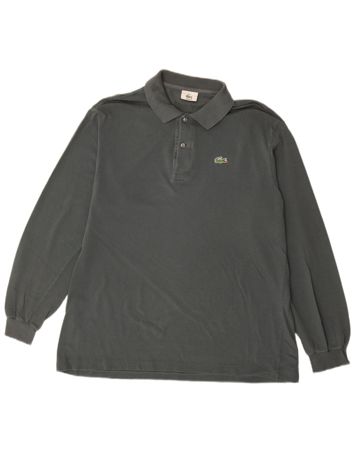 Polo da uomo a maniche lunghe Lacoste taglia 5 grande in cotone grigio