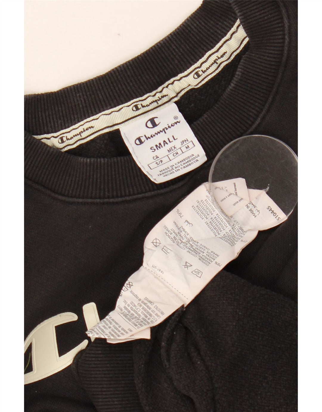 Felpa con grafica da donna CHAMPION Maglione UK 10 Piccolo cotone nero