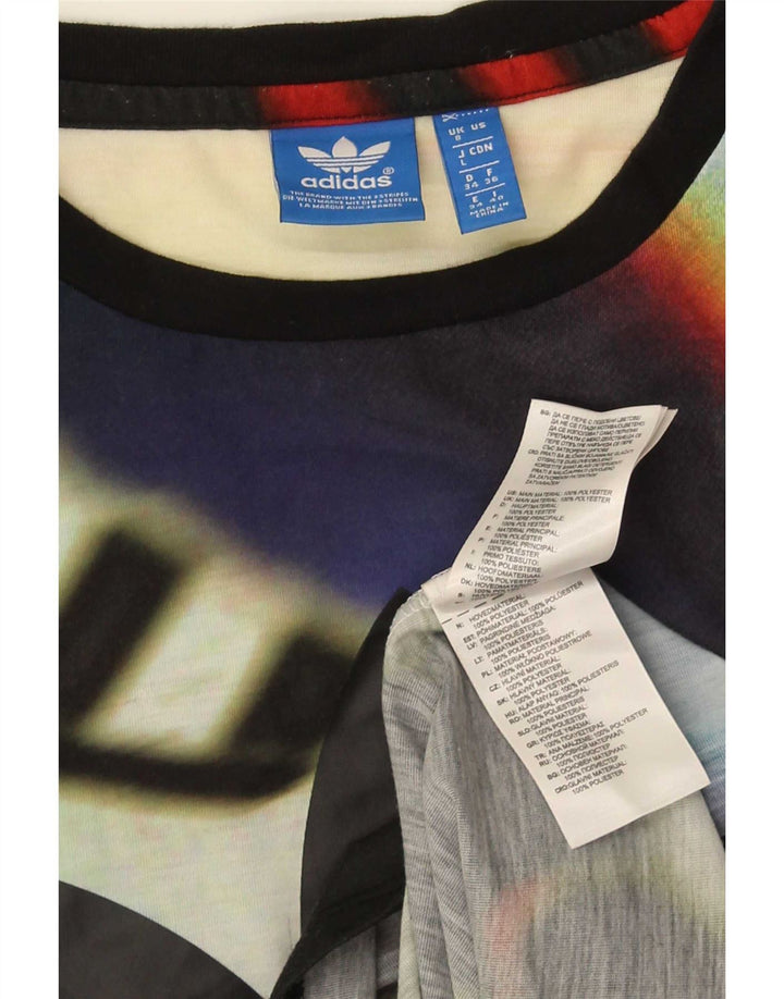 T-shirt grafica da donna Adidas Top UK 8 piccola in poliestere multicolore
