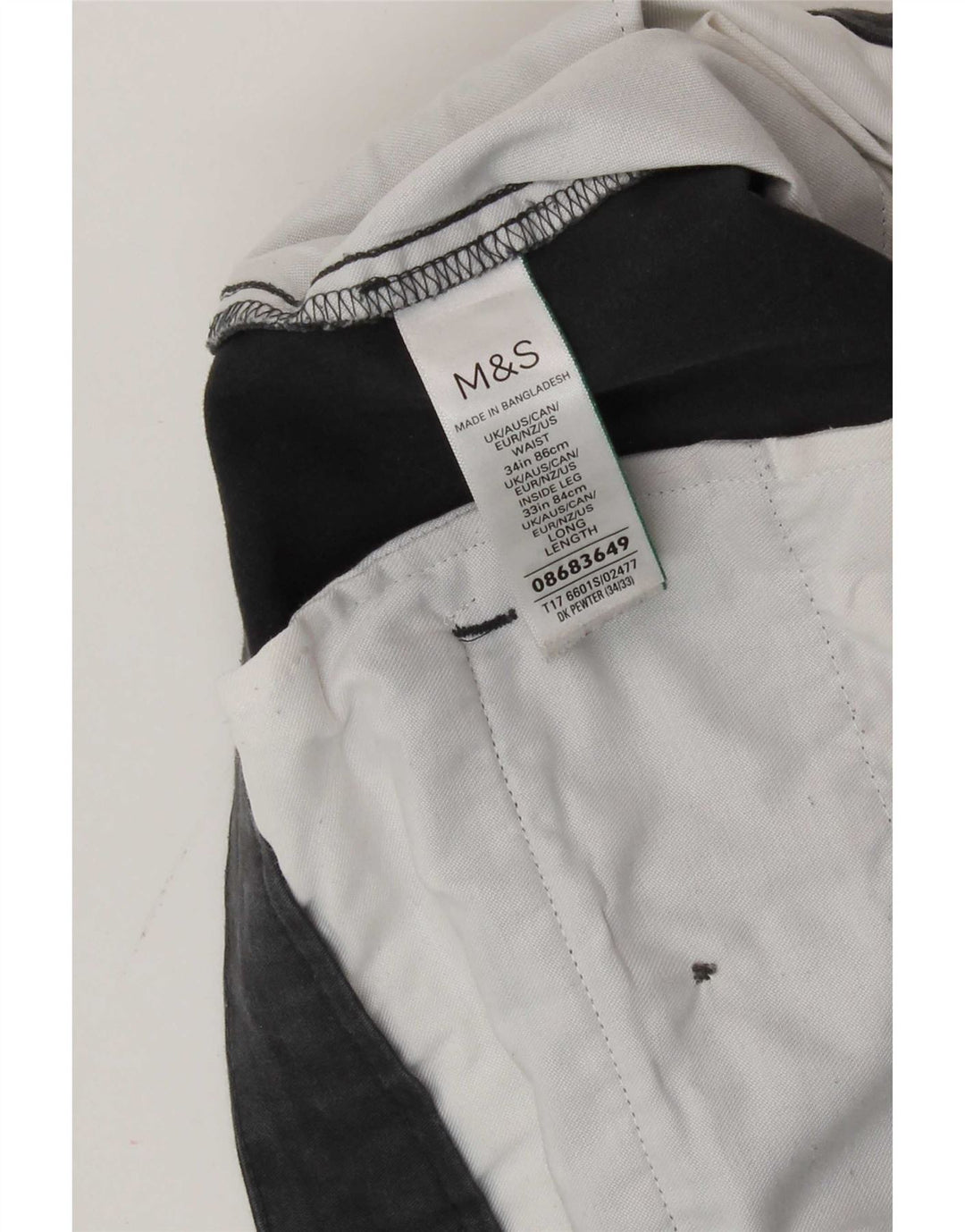 Pantaloni chino slim da uomo Marks & Spencer W34 L33 cotone grigio