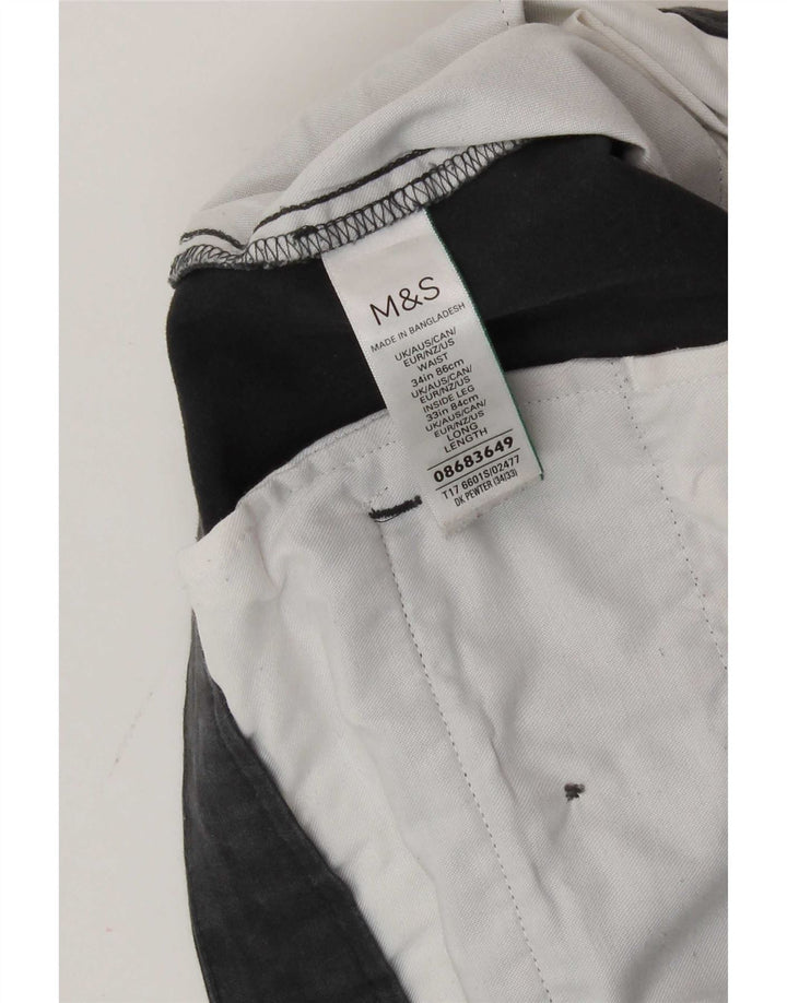 Pantaloni chino slim da uomo Marks & Spencer W34 L33 cotone grigio