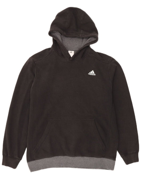 Felpa con cappuccio da uomo Adidas Large in cotone color block nero