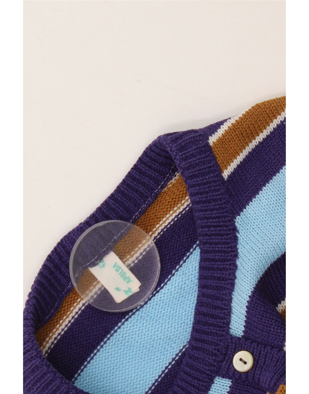 Maglione vintage da donna girocollo IT 42 a righe viola medio