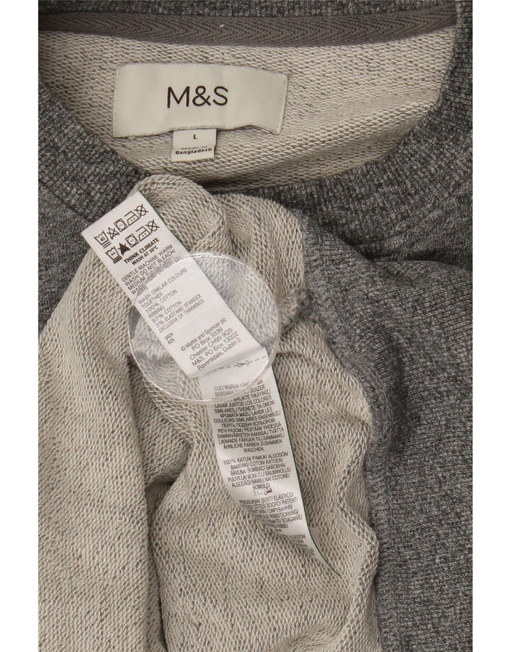 Felpa da uomo Marks & Spencer Maglione grande cotone chiazzato grigio