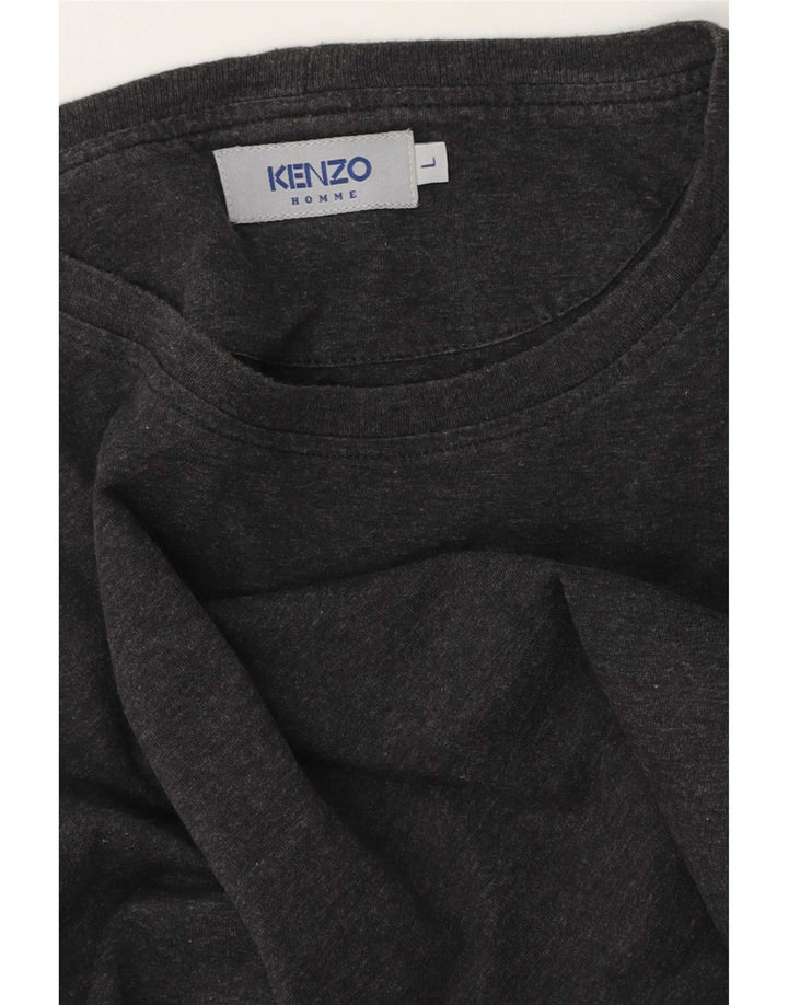 Kenzo Maglietta grafica da uomo a maniche lunghe grande grigia