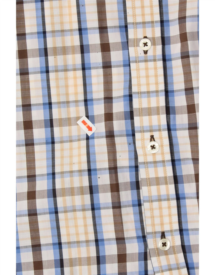 BEN SHERMAN Camicia a maniche corte da uomo in cotone a quadri multicolore grande