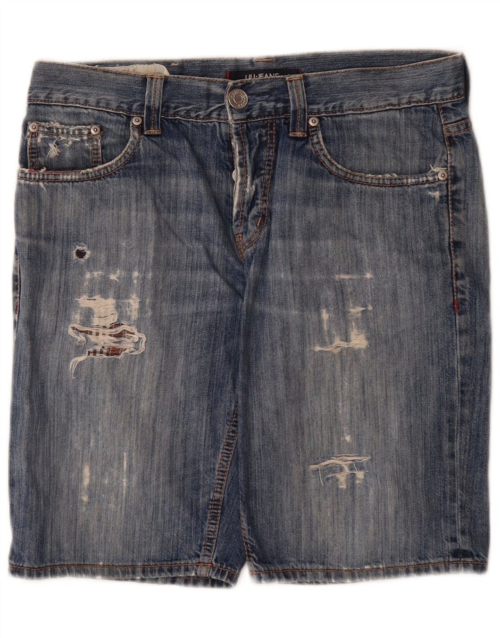 Pantaloncini di jeans invecchiati da uomo Liu Jo W32 cotone blu medio